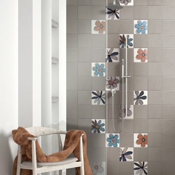 Scandinavian bathroom, classic white vintage interior design